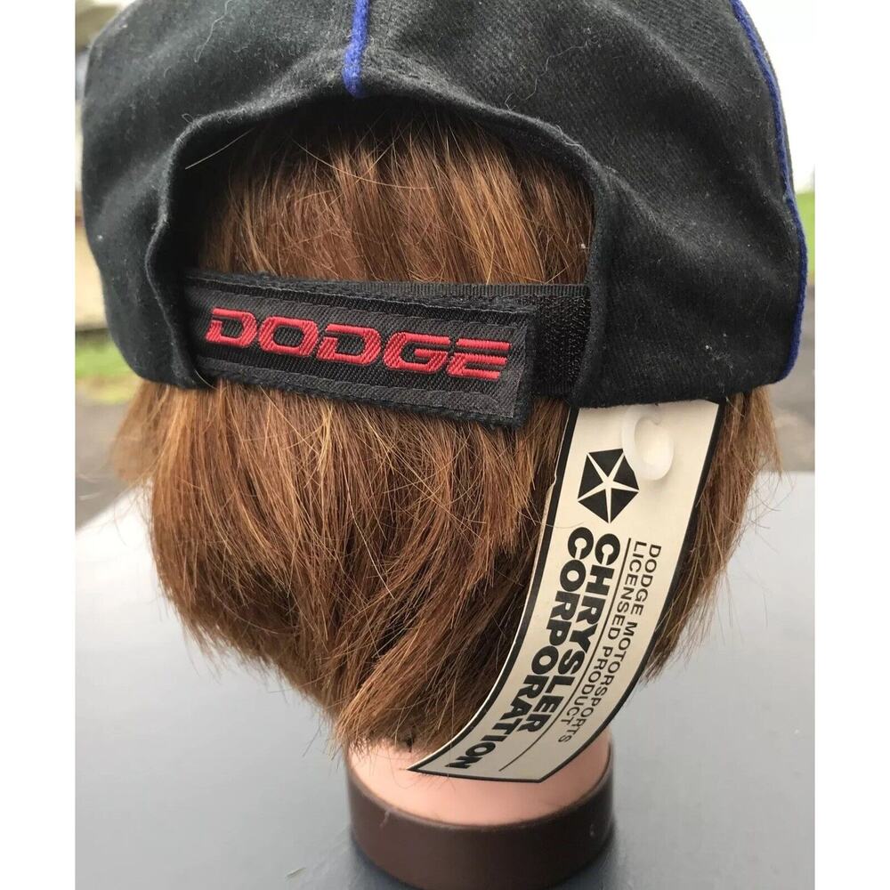 NEW Black Dodge Motorsports Strapback Hat Cap DP Racing Chrysler Corporation USA - Picture 2 of 4